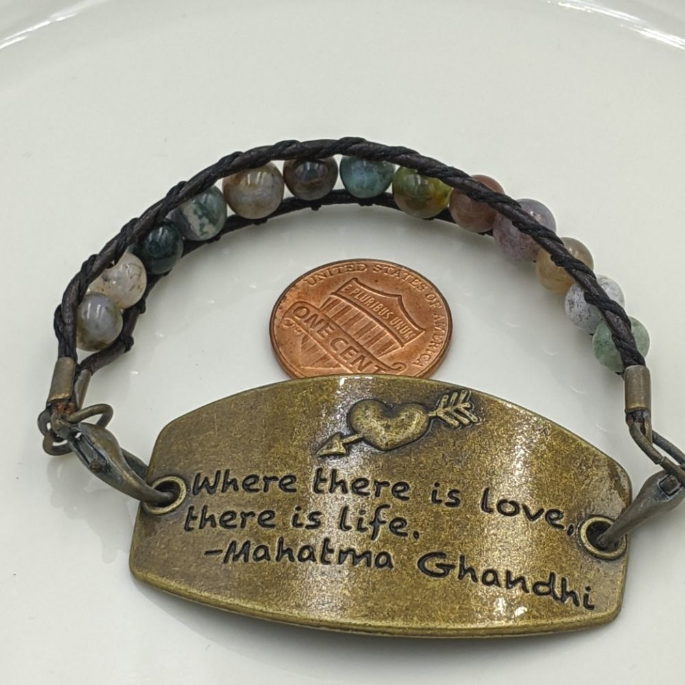 ✨3 for 25✨Ghandi Brass Tone Natural Stone Bracelet